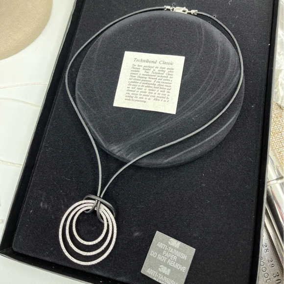 Technibond Classic Platinum-Bonded Sterling Silver Necklace with Black Cord - Picture 5 of 13